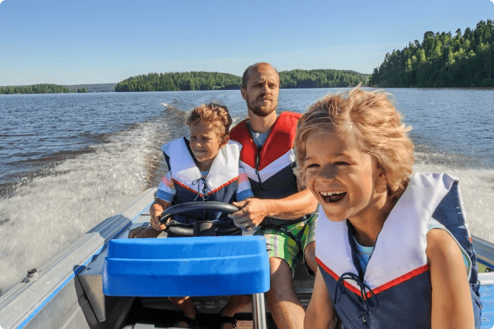 a group of people on a boat