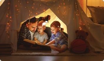 a family reading a book