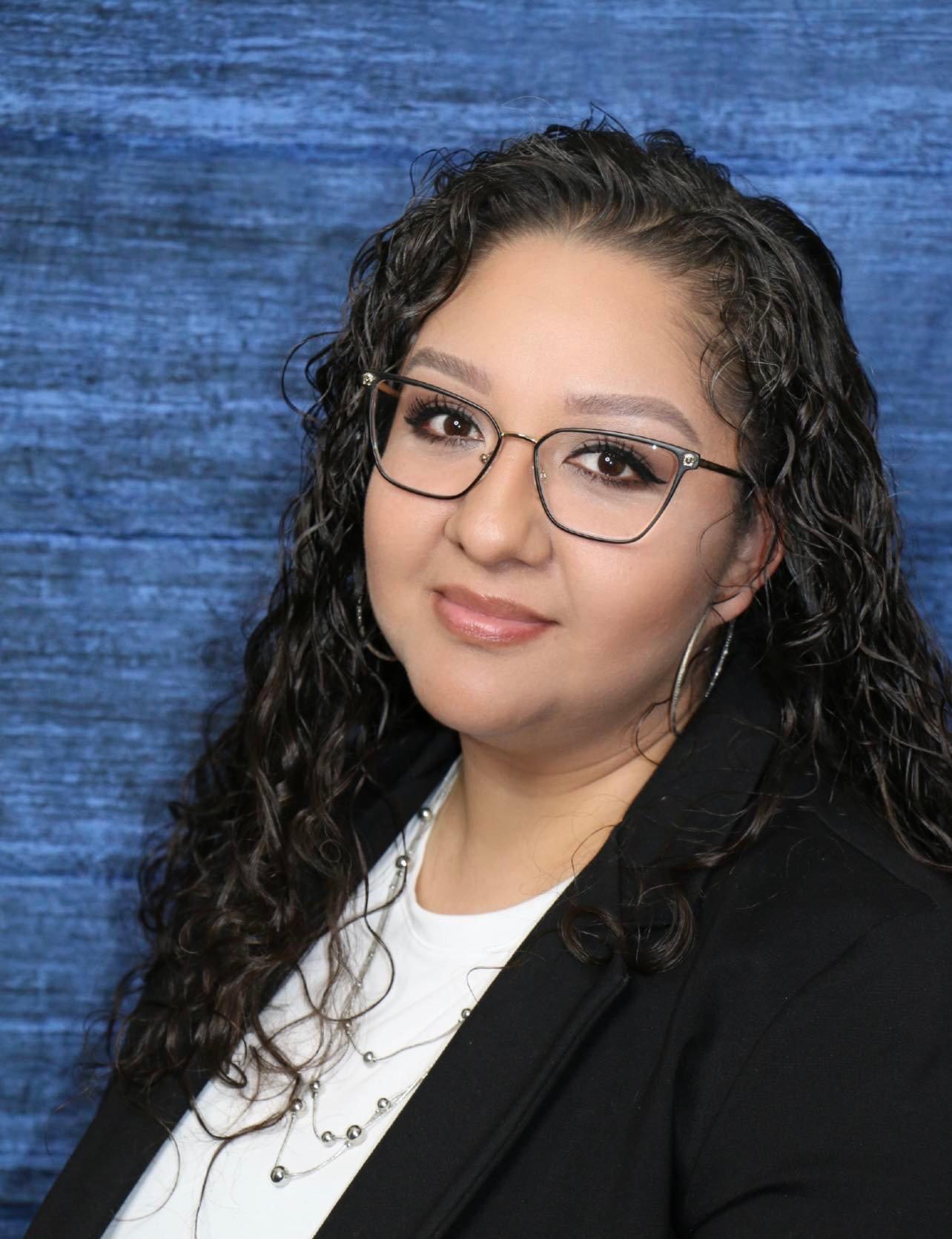 a woman wearing glasses