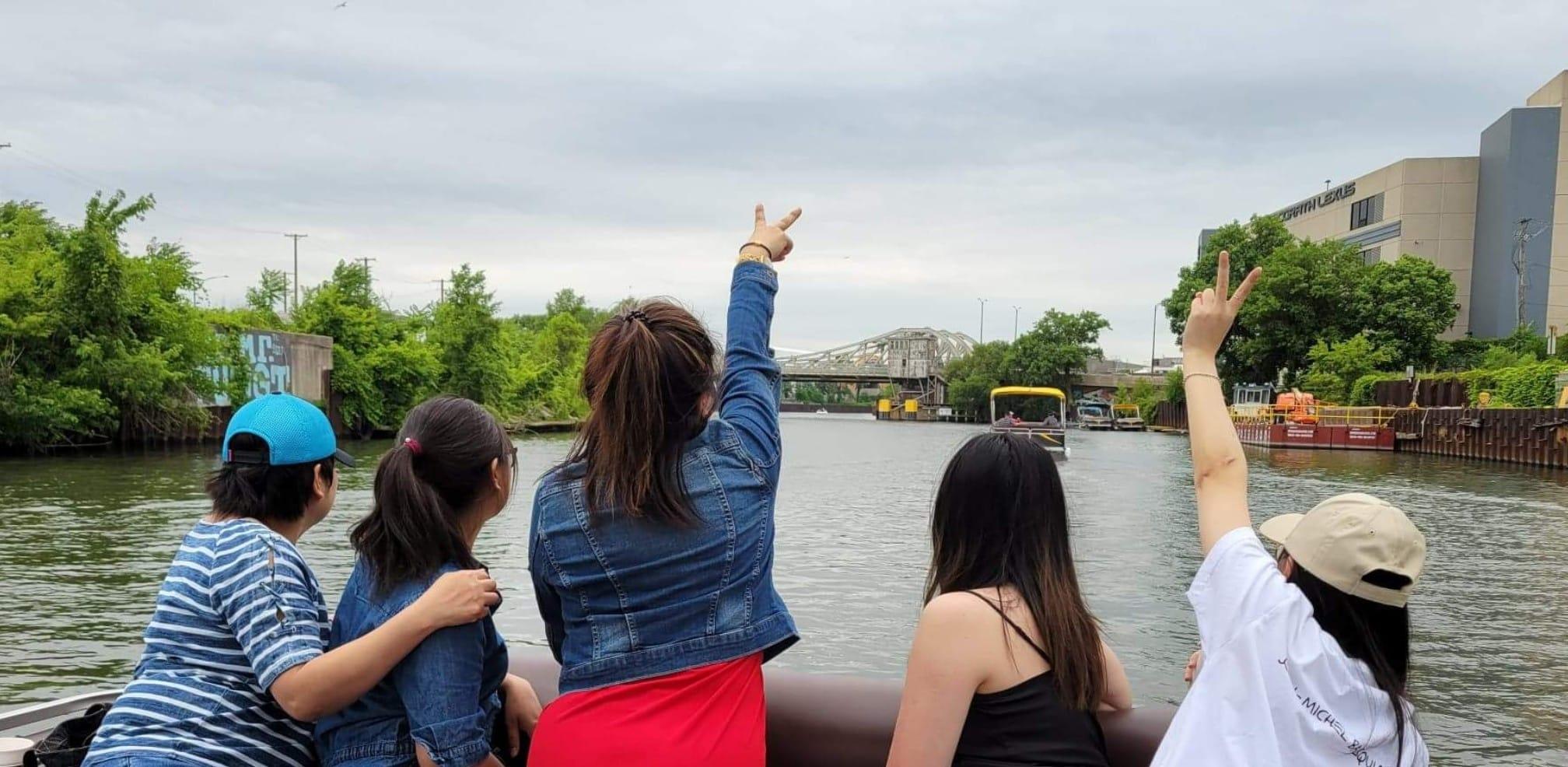 a group of people on a boat