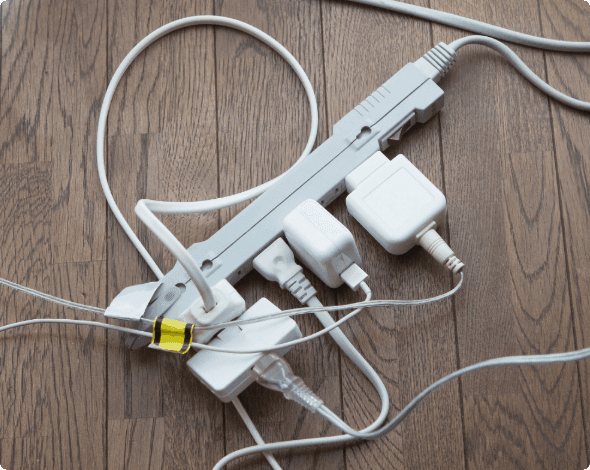 Overloaded power strip. 